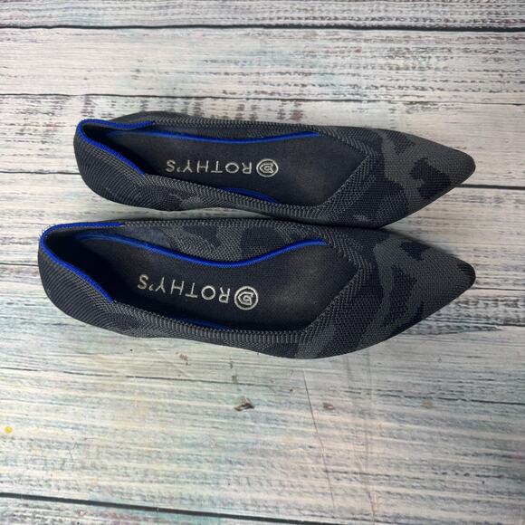 Rothy’s The Point Flats Size 8 Black Gray Camo Knit Washable Shoes - Picture 3 of 5